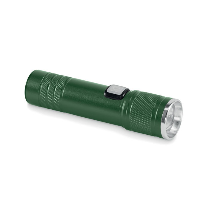 Lampe torche COB en aluminium recyclé personnalisable Flashra Vert foncé